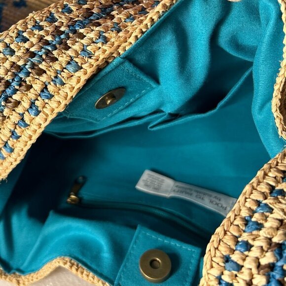 Subtle Luxury Raffia Graphic Natural Woven Tote Bag beach aztec travel southwest - Picture 6 of 8